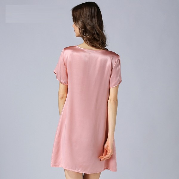 2017 Pink Short Sleeves Sexy Silk Pajamas for Women 