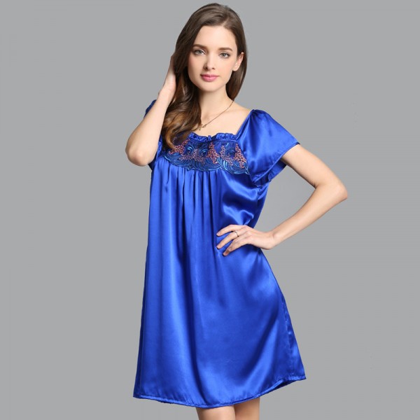 Sexy Blue Silk Pajamas for Women 