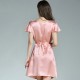 Short Sleeves Summer Pink Silk Pajamas for Women 