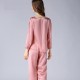 Long Sleeves Pink Silk Pajamas Set for Women 