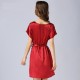 Elegant Short Sleeves Red Silk Pajamas for Women 