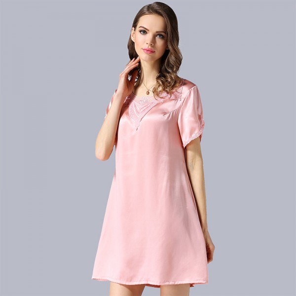 2017 Short Sleeves Silk Pajamas for Women 