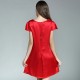 Short Sleeves Red Silk Pajamas for Women 
