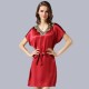 Elegant Short Sleeves Red Silk Pajamas for Women 